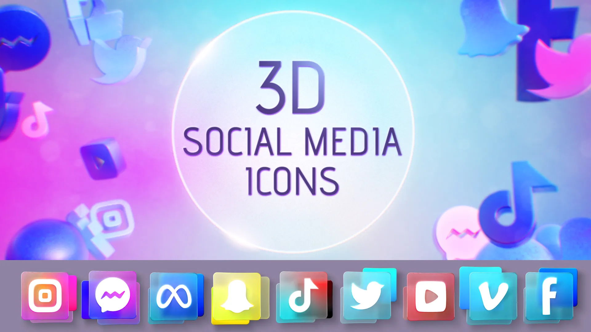 3D Social Media Icons